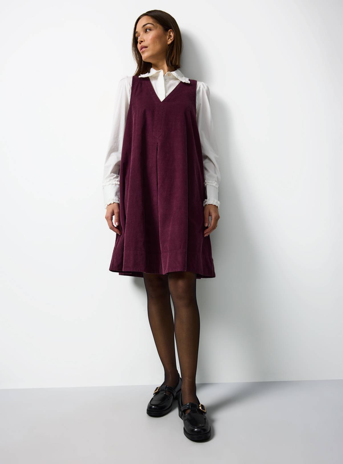 Dark Red Corduroy Midi Dress 20 - Image 2